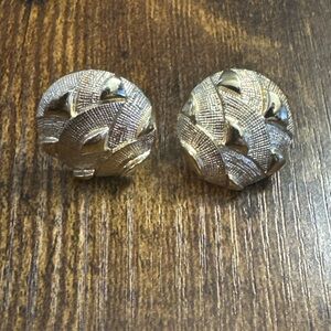 Vintage Signed CORO Gold Tone Round Circle Button Clip on Screw Back Earrings